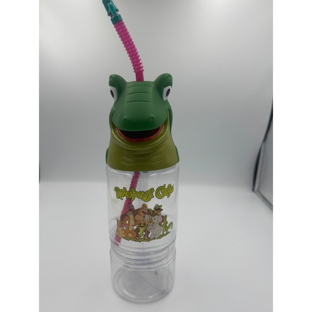 Rainforest Cafe Souvenir Cup Crocodile Lid Pink Straw Character Graphic Tumbler